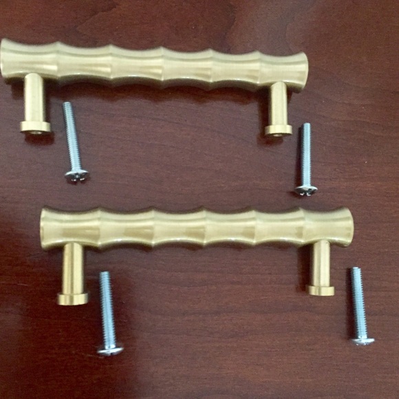 Shiny gold faux bamboo drawer pulls - Picture 3 of 4